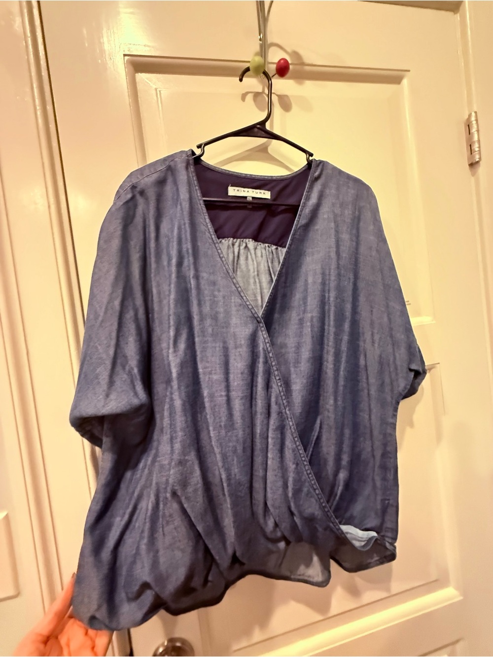 Trina Turk Blue Chambray Wrap-Style Women's Tunic